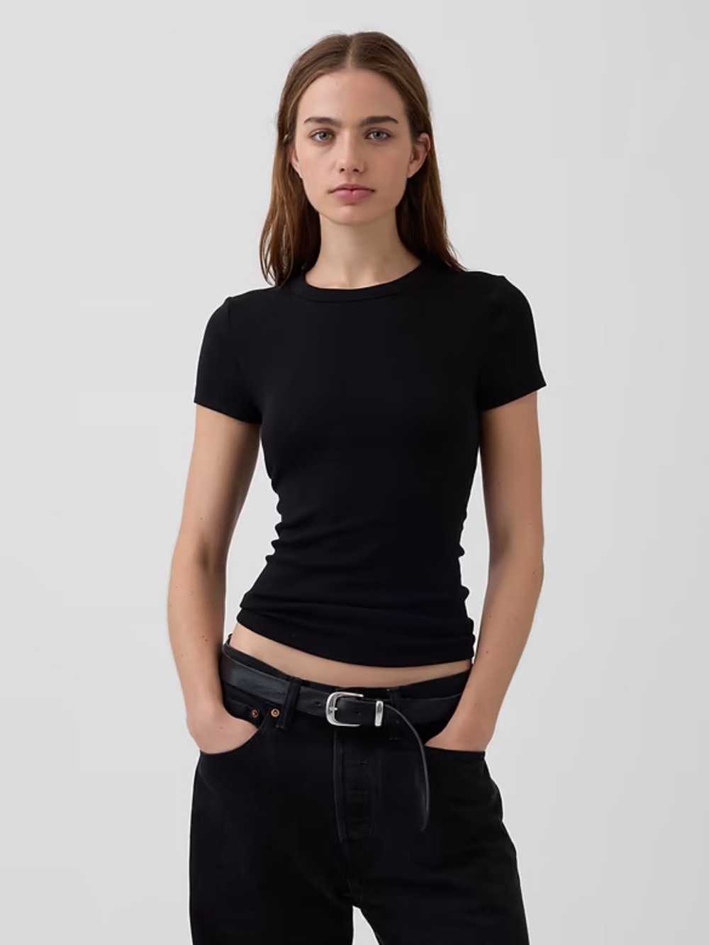 NWT Gap Black Short Sleeve Modern Crew Neck T-Shirt Tee Medium